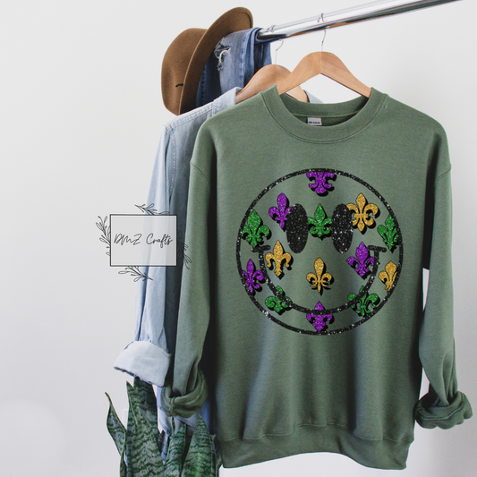 Mardi Gras Smiley Face Sweatshirt