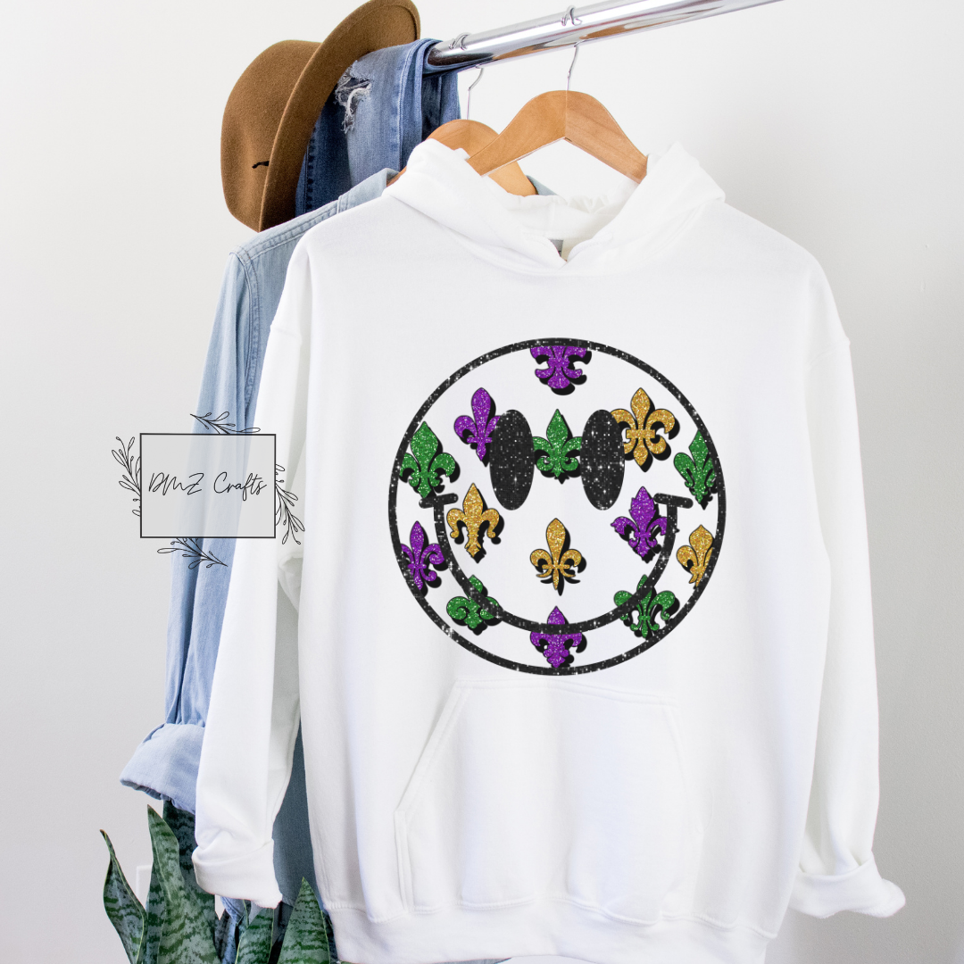 Mardi Gras Smiley Face Hoodie