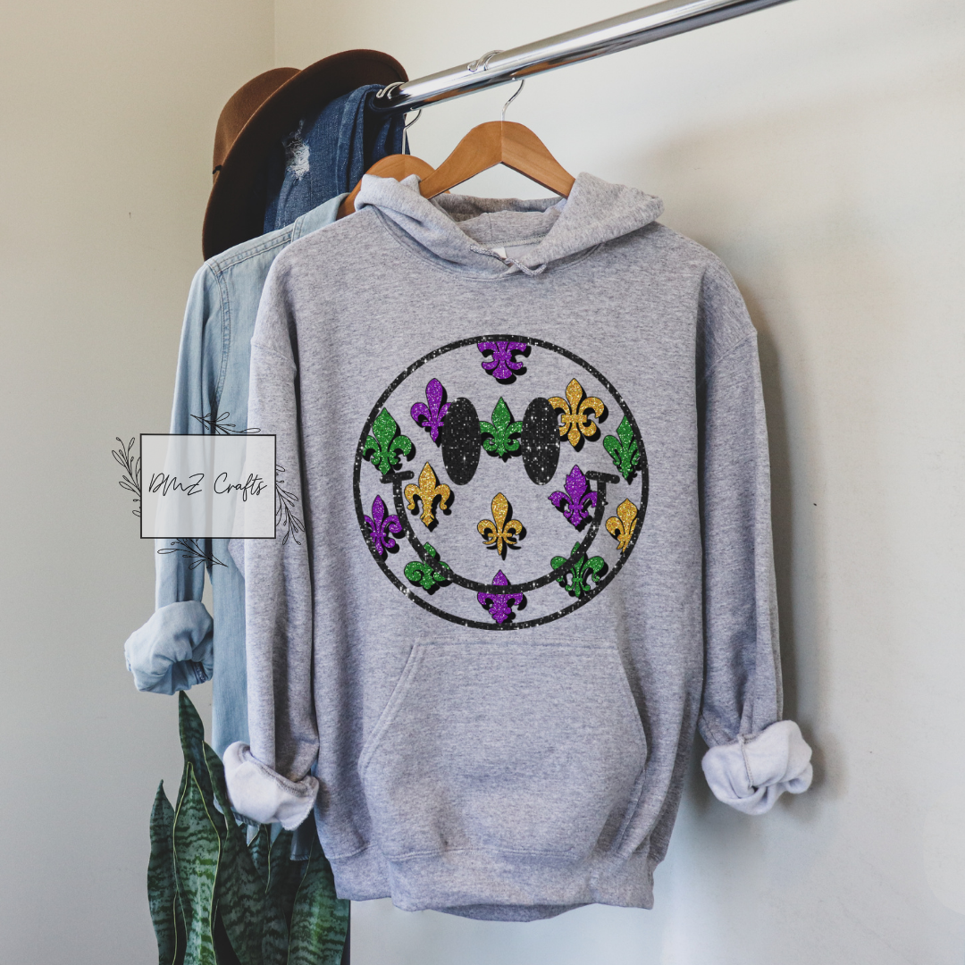 Mardi Gras Smiley Face Hoodie