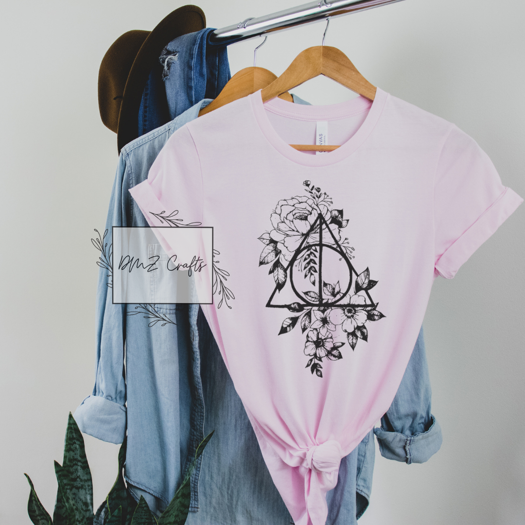 Floral Deathly Hallows T-Shirt