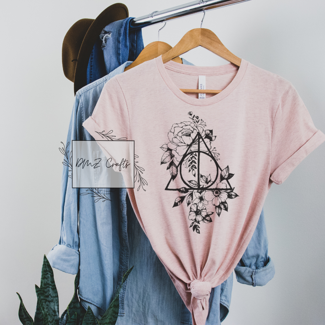 Floral Deathly Hallows T-Shirt