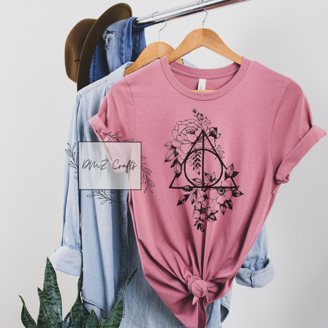 Floral Deathly Hallows T-Shirt