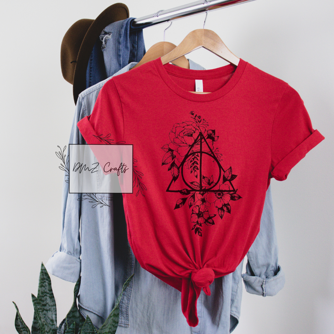 Floral Deathly Hallows T-Shirt