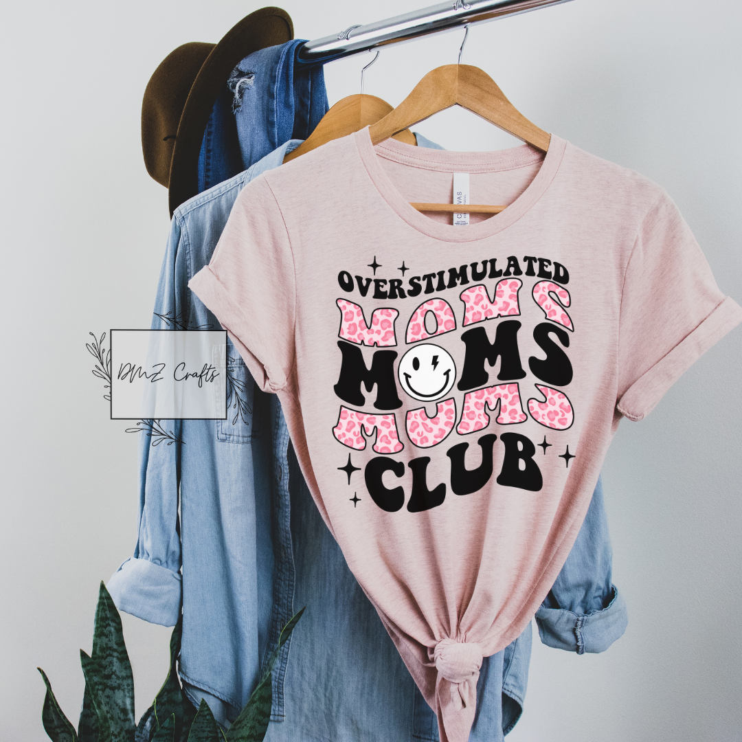 Pink Overstimulated Moms Club T-Shirt