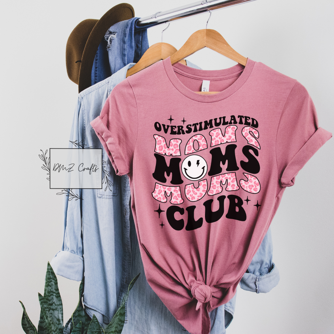 Pink Overstimulated Moms Club T-Shirt