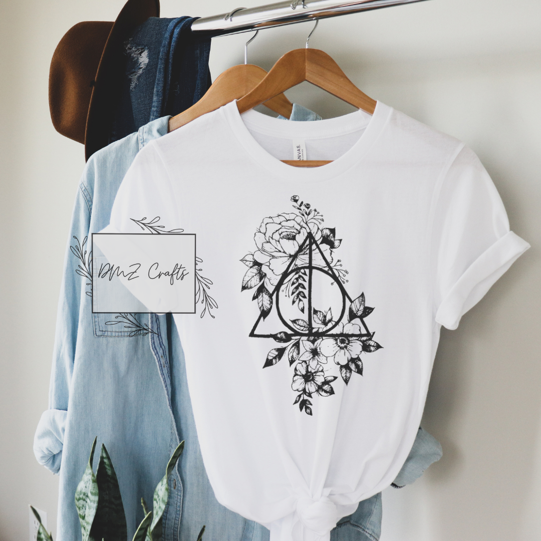 Floral Deathly Hallows T-Shirt