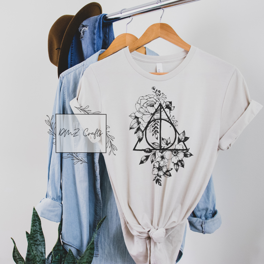 Floral Deathly Hallows T-Shirt