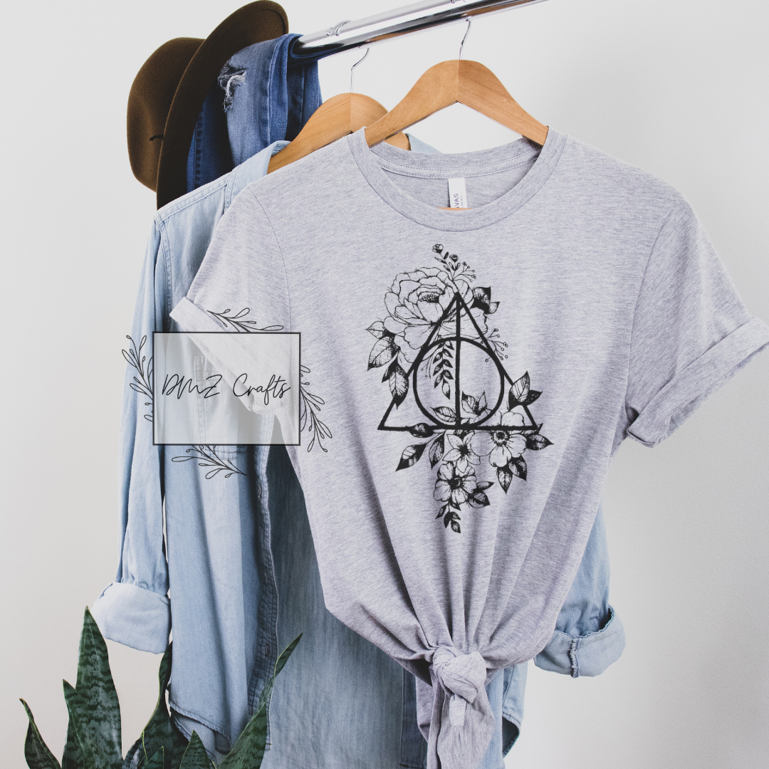 Floral Deathly Hallows T-Shirt