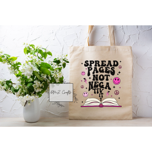 Pink Spread Pages Not Negativity Tote