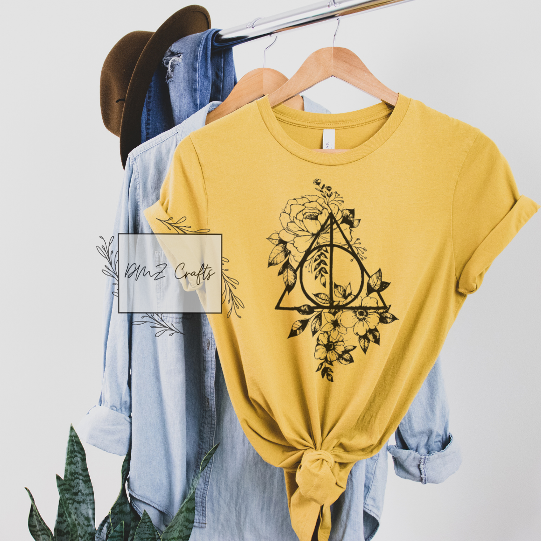 Floral Deathly Hallows T-Shirt