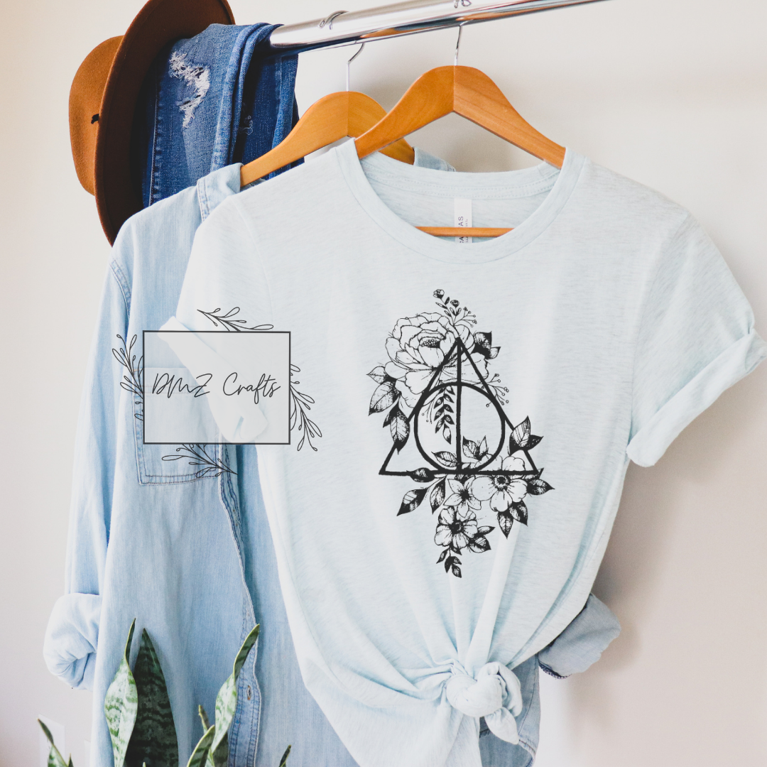 Floral Deathly Hallows T-Shirt